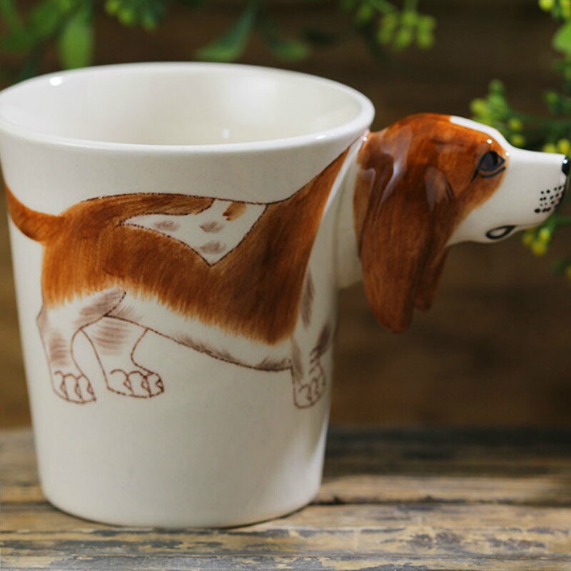 Hand-painted 3D Basset Hound Mug 10.6oz