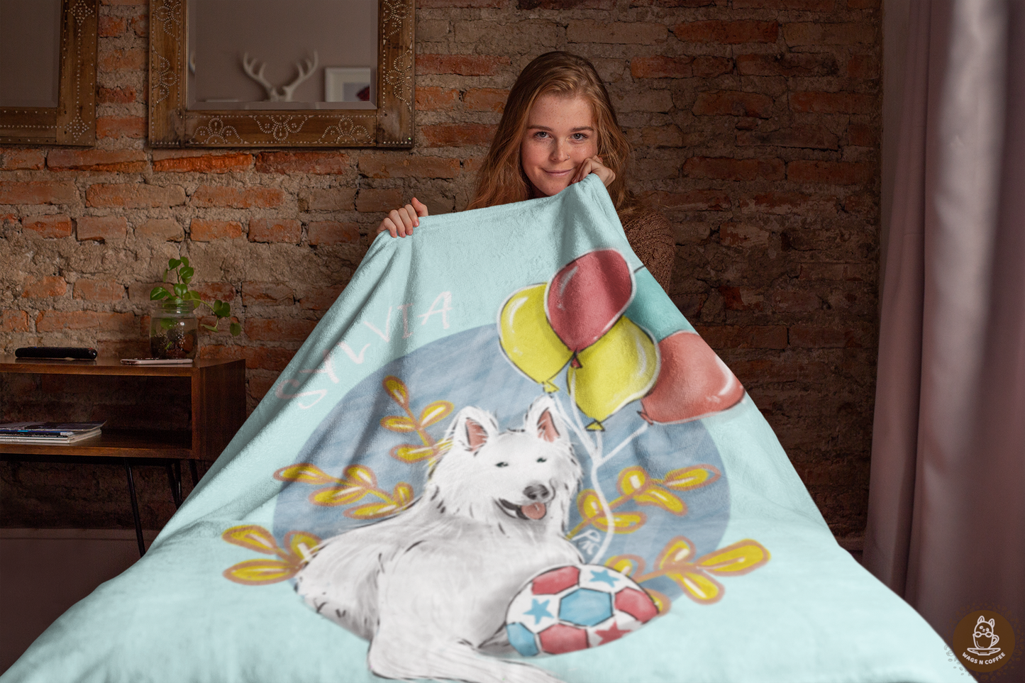 Hand-drawn Artistic Style Half-Body Pet Plush Blanket
